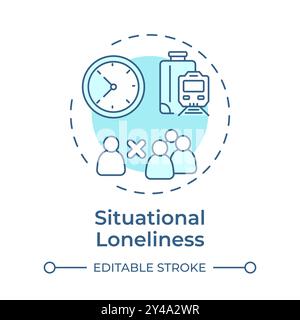 Situational loneliness soft blue concept icon Stock Vector