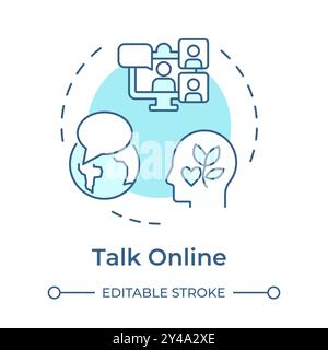 Talk online soft blue concept icon Stock Vector