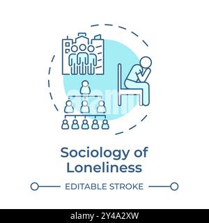 Sociology of loneliness soft blue concept icon Stock Vector