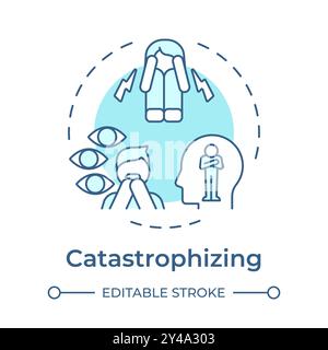 Catastrophizing soft blue concept icon Stock Vector