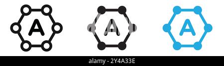 Antioxidant icon vector line logo mark or symbol set collection outline style Stock Vector