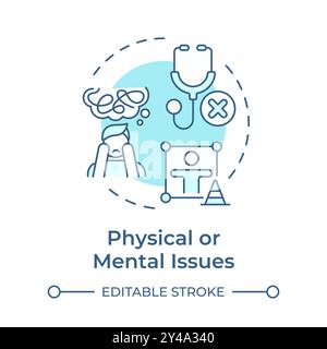 Physical and mental issues soft blue concept icon Stock Vector