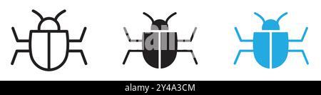 Bug icon vector line logo mark or symbol set collection outline style Stock Vector