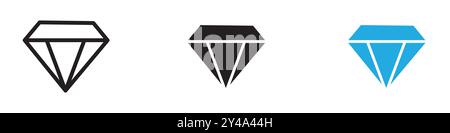 Diamond icon vector line logo mark or symbol set collection outline style Stock Vector