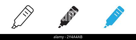 Highlighter icon vector line logo mark or symbol set collection outline style Stock Vector