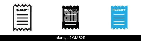 Receipt icon vector line logo mark or symbol set collection outline style Stock Vector