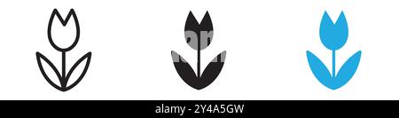 Tulip icon vector line logo mark or symbol set collection outline style Stock Vector