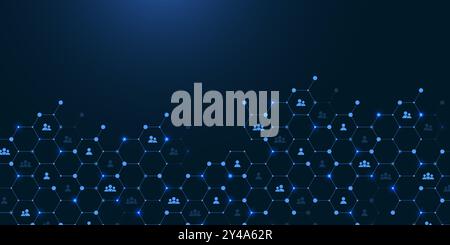 Social network communication concept. Global network connection abstract background. Horizontal header web banner. Internet technology. Business Stock Vector