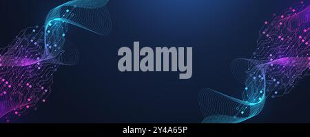 Digital technology abstract background with AI circuit board texture. Technology connected blue lines with electronics elements on tech BG Stock Vector