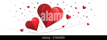 Three-dimensional red hearts - vector illustration Stock Vector