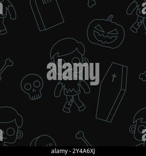 Halloween Seamless Pattern. Vector background with zombies EPS10 Stock Vector
