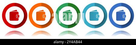 Purse, wallet vector icons, flat icon set for logo design, webdesign and mobile applications, colorful web button collection in eps 10 Stock Vector