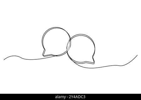 Chat bubble line art. Minimalist speech bubble design. Continuous outline drawing. Vector graphic element. Stock Vector
