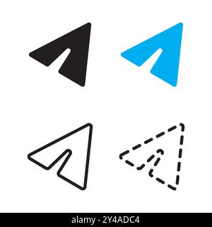 Paper plane icons. Solid and outlined styles. Simple communication symbol. Modern vector graphic. Stock Vector