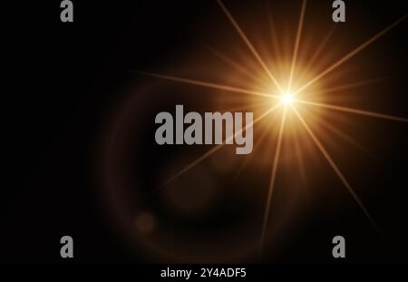 Light from the sun, on a dark background. Vector Stock Vector