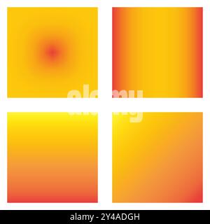 Yellow and red gradient squares. Abstract background set. Smooth transitions. Stock Vector