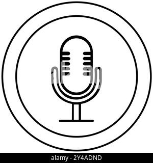 Mic Silhouette Vector Illustration White Background Stock Vector