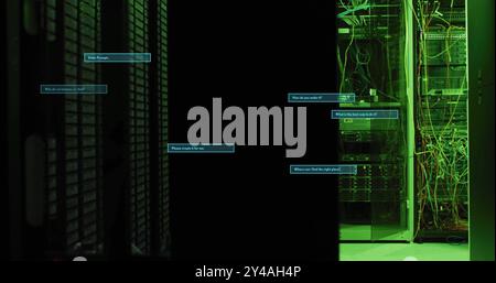 Image of ai text and data processing over computer servers Stock Photo