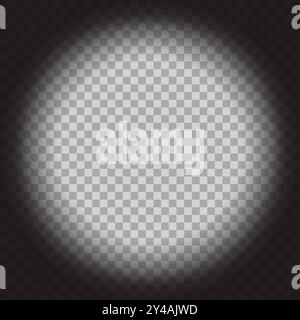Glowing white circle. Transparent background. Gradient shadow. Vector light. Stock Vector