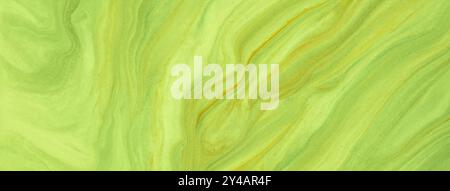 Abstract fluid art background bright green and olive colors. Liquid marble. Acrylic painting on canvas with lime pearl gradient. Watercolor backdrop w Stock Photo