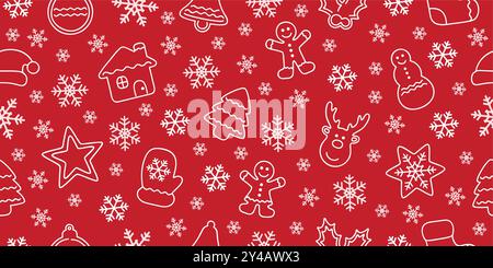 seamless christmas winter background with different motives vector illustration Stock Vector