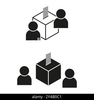 Voting box icon. Election and ballot symbol. Political participation concept. Black vector design. Stock Vector