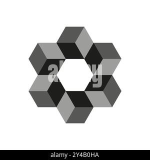 Vector Seamless Isometric Hexagonal Optical Illusion Pattern in Pink ...