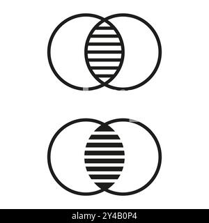 Venn diagram vector. Overlapping circle icon. Simple data symbol. Intersecting shapes graphic. Stock Vector