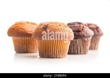 Sweet muffin cakes isolated on a white background. Stock Photo