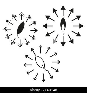 Leaf and arrows icon. Growth and direction concept. Circular arrow design. Vector symbol. Stock Vector