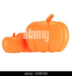 Three pumpkins isolated on white background. 3d rendering Stock Photo