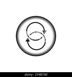 Looping arrows icon. Circular motion symbol. Vector graphic. Black gradient design. Stock Vector