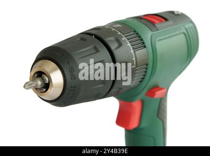 Close up of a modern impact drill with a screwdriver head Stock Photo