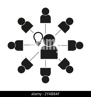Teamwork idea icon. Collaborative people symbol. Vector lightbulb connection. Abstract business design. Stock Vector
