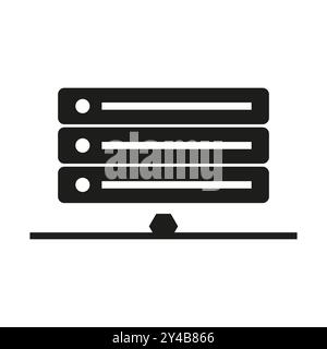 Server stack icon. Data storage symbol. Database network illustration. Vector system diagram. Stock Vector