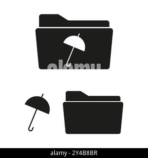 Folder protection icon. Umbrella symbol vector. Document safety concept. File security illustration. Stock Vector