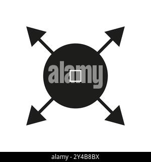 Full screen icon symbol. Arrows pointing outward. Minimalist black and white design. Simple vector illustration. Stock Vector