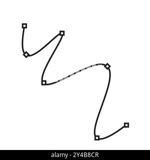 Bezier curve symbol. Control point path. Line and anchor shape. Vector design tool. Stock Vector