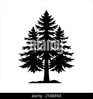 Elegant Sapin Silhouettes Vector Collection, Pine Tree Sapin Silhouettes for Holiday Design. Stock Vector