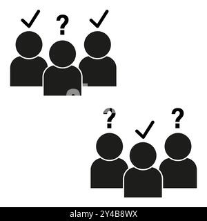 Group decision process. Question, idea, solution icons. Teamwork progression symbols. Vector business concept. Stock Vector