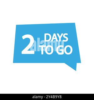 Countdown timer icon. Number two focus. Bold 2 days to go text. Light blue background. Stock Vector