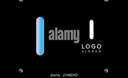 Minimalist geometric letter I, bold rounded icon style, futuristic cyber logotype for digital tech branding, EDM event, modern science and sci-fi Stock Vector