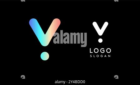 Minimalist geometric letter Y, bold rounded icon style, futuristic cyber logotype for digital tech branding, EDM event, modern science and sci-fi Stock Vector