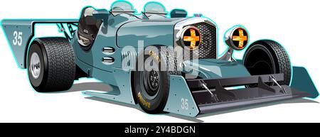 Custom fiction retro race car concept. Available EPS-10 vector format separated by groups and layers with transparency effects for one-click recolor Stock Vector