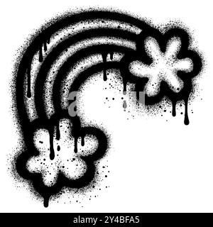 rainbow graffiti with black spray paint. vector illustration. Stock Vector