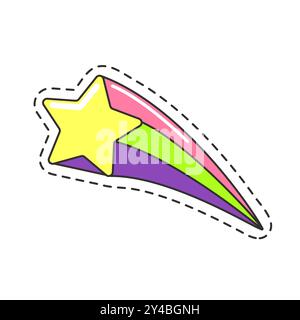 Vector image of a starburst with a light blue star, designed as a sticker with a dashed outline. Stock Vector