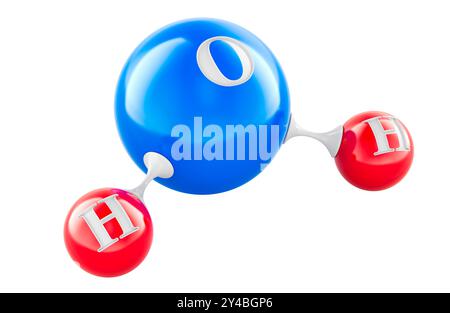 H2O Molecule, 3D rendering isolated on white background Stock Photo - Alamy