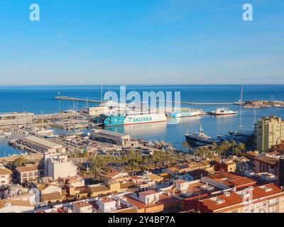 Denia, Spain - January 03, 2024: port of Denia , historical coastal city in the province of Alicante, on the Costa Blanca Stock Photo