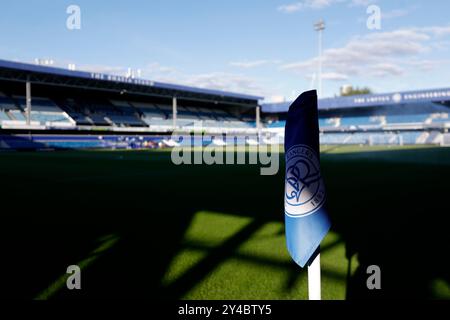 A general view of a corner flag before the Carabao Cup, third round match at the MATRADE Loftus Road Stadium, London. Picture date: Tuesday September 17, 2024. Stock Photo