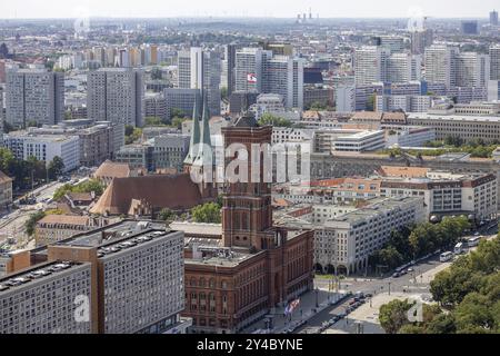 City view. View of the Rotes Rathaus, Nikolaikirche and prefabricated buildings. Berlin, Germany, Europe Stock Photo